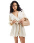 Фото #1 товара Edited belted tie waist playsuit in beige