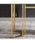Фото #5 товара 63" Modern Artificial Stone Black Curved Golden Metal Leg Dining Table -6 People
