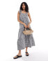 Фото #1 товара Miss Selfridge tiered gingham maxi dress with tie shoulders