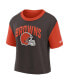 Women's Orange, Brown Cleveland Browns High Hip Fashion T-shirt