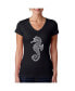 ფოტო #1 პროდუქტის Women's Word Art V-Neck T-Shirt - Types of Seahorse