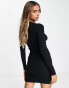 Pieces ribbed mini jumper dress in black