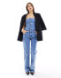 Mango bardot denim jumpsuit in light blue