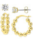 2-Pc. Set Lab Grown White Sapphire (2-1/10 ct. t.w.) Stud & Polished Bead Hoop Earrings in 14k Gold-Plated Sterling Silver
