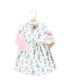 Toddler Girls Cotton Dress and Cardigan Set, Bunny Floral