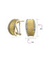 ფოტო #4 პროდუქტის Fashion Matte Hammered Shrimp Half Hoop Earrings For Women Cubic Zirconia Pave Edge CZ Accent Stabilizing Omega Clip