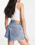 Cotton On high waist mom rip denim shorts in blue