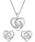 ფოტო #5 პროდუქტის Cultured Freshwater Pearl (6mm) & Diamond Accent Swirl Heart 18" Pendant Necklace in Sterling Silver