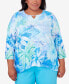 Фото #1 товара Plus Size Summer Breeze Floral Watercolor Top