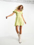 Фото #1 товара Miss Selfridge satin mini tea dress in yellow ditsy