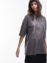 Topshop graphic license Megadeath oversized tee in charcoal