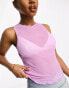 Фото #2 товара ASOS DESIGN shirred mesh sleeveless tank top in lilac