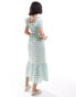 Esmee stripe puff sleeve maxi dress in green