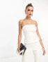 Naked Wardrobe leather look bandeau top co-ord in white