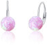 Delicate silver earrings with pink synthetic opals SVLE0783XF6O400