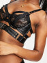 Фото #3 товара Hunkemoller Occult non padded lace bra with PU strapping and hardware detail in black