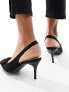 New look satin bow slingback heeled shoe in black