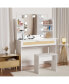 Фото #3 товара Vanity Desk with LED Mirror, Drawer, Shelves, Stool, Adjustable Lighting