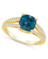 ფოტო #1 პროდუქტის London Blue Topaz and Diamond Accent Ring in 14K Yellow Gold