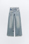 Trf wide-leg mid-rise deconstructed jeans