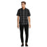 Фото #4 товара George Poplin Shirt Men’s Size Medium Black Plaid Short Sleeves Button Down