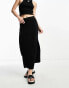 ASOS DESIGN co-ord knitted ribbed midaxi skirt in black