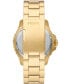 ფოტო #3 პროდუქტის Men's Fossil Blue GMT Gold Tone Stainless Steel Watch, 46mm