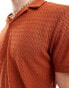 ASOS DESIGN polo shirt in orange crochet texture Gebrannte Tonerde, 2XL - Chest 46-48 - фото #4