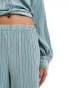 Vila plisse wide leg trouser co-ord in sea breeze