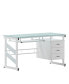 White Computer Desk With Frosted Glass Top And Three Drawer Pedestal Frosted/white - фото #1