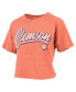 Фото #1 товара Women's Orange Distressed Clemson Tigers Team Script Harlow Vintage-Like Waist Length T-shirt