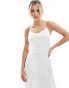 Фото #6 товара Vila Petite Bridal satin cami maxi dress with stitch detail hem in white