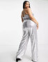 Фото #2 товара Extro & Vert Plus cami wide leg jumpsuit in silver sequin