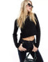 Фото #2 товара Vero Moda crochet cut out tie back long sleeved top in black