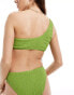 Фото #3 товара Vila one shoulder smocked bikini top co-ord in vibrant green