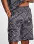 Topman oversized shorts with washed paisley print in mono