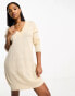 Фото #1 товара JDY v neck lightweight mini jumper dress in cream