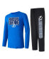 ფოტო #1 პროდუქტის Men's Black, Blue Tampa Bay Lightning Meter Long Sleeve T-shirt and Pants Sleep Set