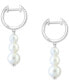 ფოტო #4 პროდუქტის EFFY® Cultured Freshwater Pearl (5-7mm) and Diamond (1/10 ct. t.w.) Dangle Hoop Earrings in 14k White Gold