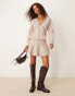 Vila structured knit wrap cardigan co-ord in natural melange