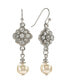 ფოტო #1 პროდუქტის Silver-Tone Crystal and Simulated Pearl Drop Earrings