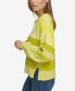 ფოტო #4 პროდუქტის Women's Striped Side-Zip Blouson-Sleeve Sweater
