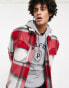 ASOS DESIGN oversized wool look shacket in red check