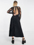 ASOS DESIGN lace maxi dress with open back and split in black