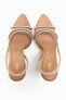 High-heel vinyl sandals with rhinestones