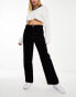 Фото #1 товара Monki cord straight leg trousers in black