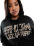 Threadbare Plus Ski hooded jumper in leopard print