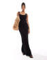 4th & Reckless raffy knit maxi beach dress in black