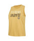 Women's Black, Gold Distressed New Orleans Saints Muscle Tank Top and Pants Lounge Set