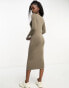 Фото #4 товара Pull&Bear long sleeve second skin maxi dress in taupe